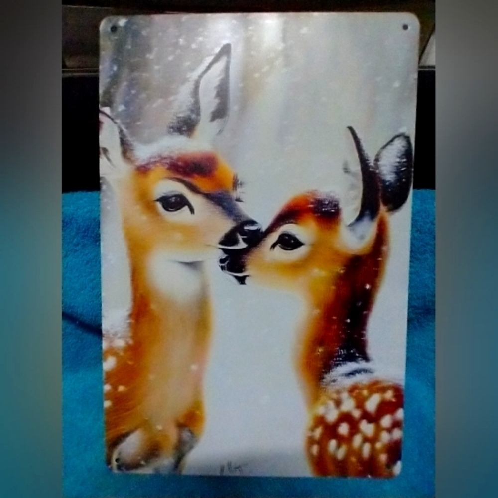 Deer Kiss Art Metal Wall Decor Porch Sign Garden